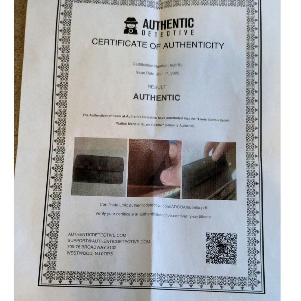 Louis Vuitton Sarah Long Wallet in Damier Ebene - Picture 12 of 13